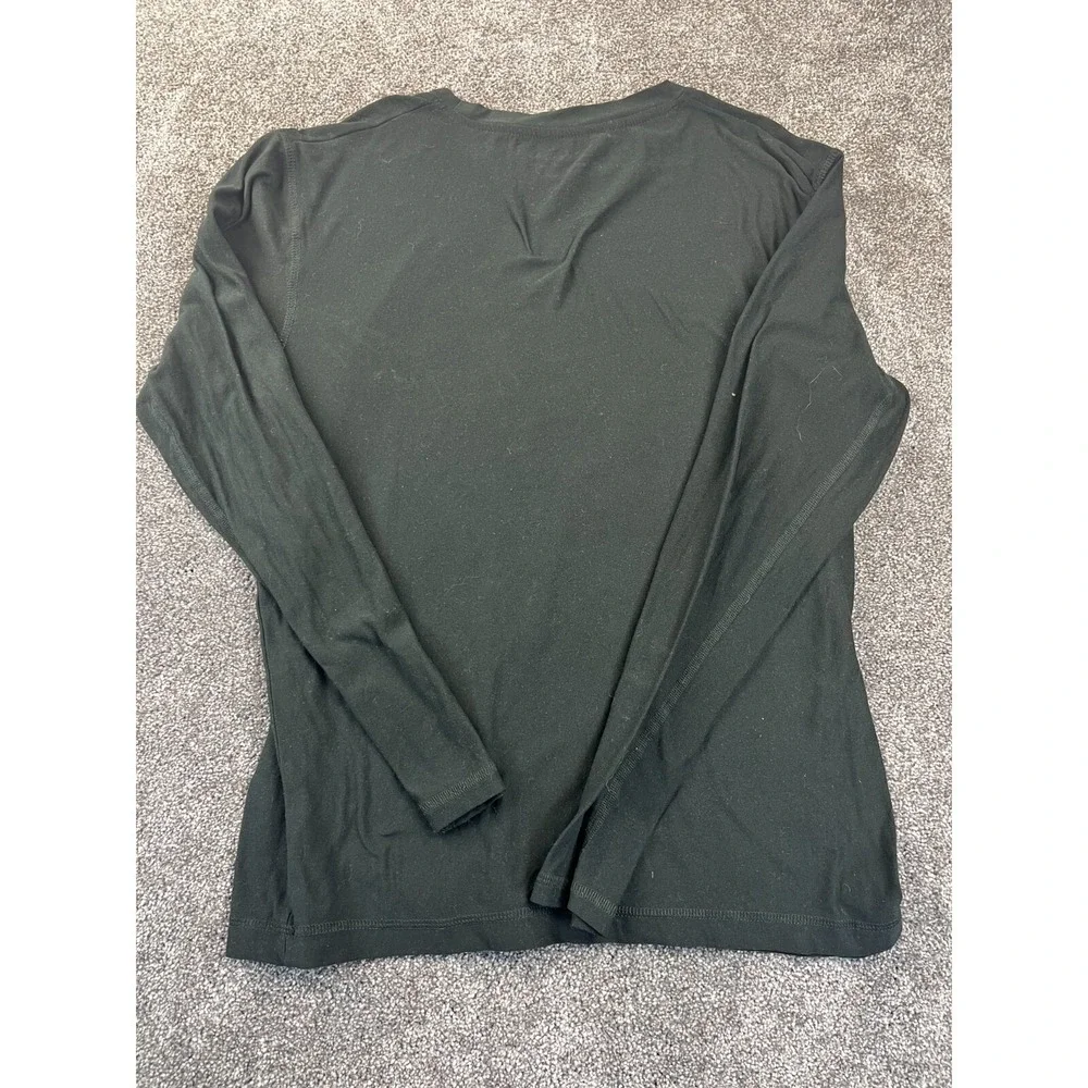 Eddie Bauer Shirt Mens Medium Polyester Long Sleeve Crew Neck Pullover Black‎ - Picture 2 of 6
